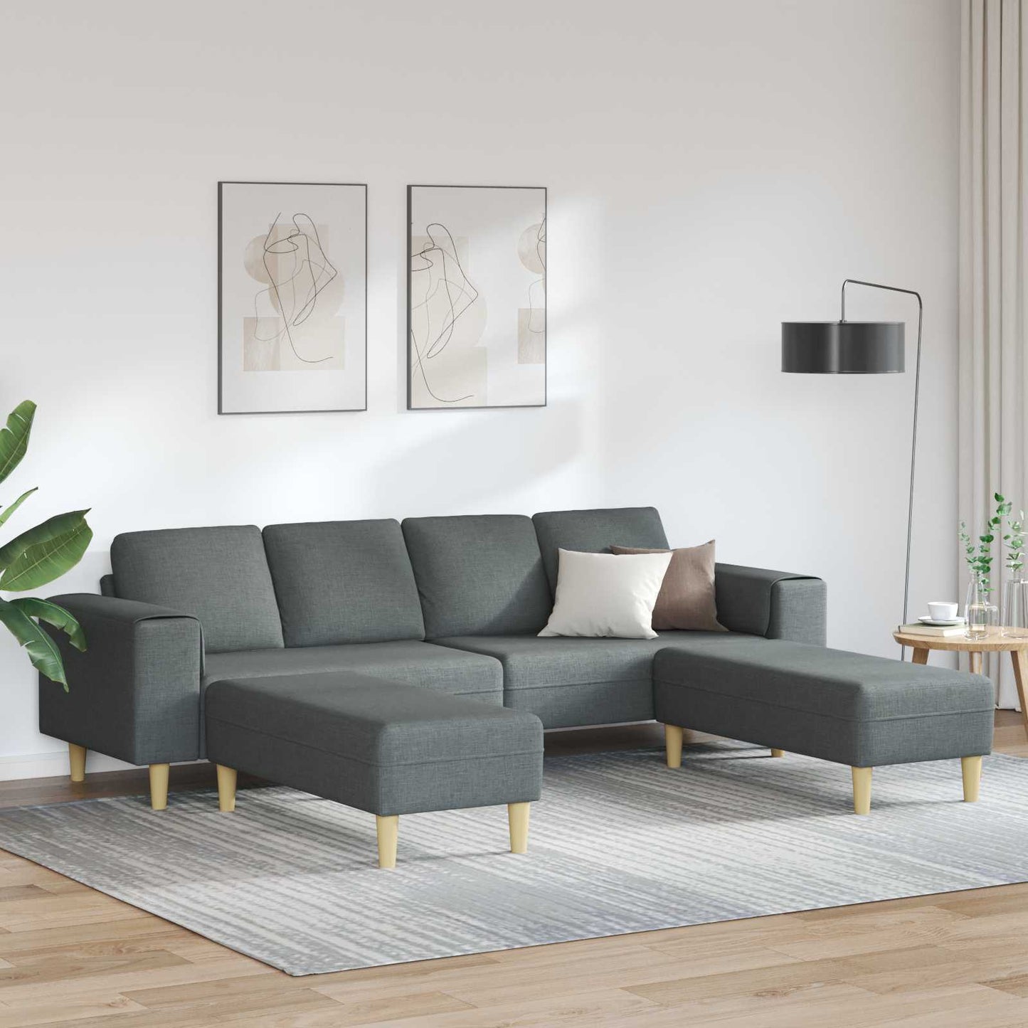 Wohnzimmer Couch 3 stk. Dunkelgrau Polyester