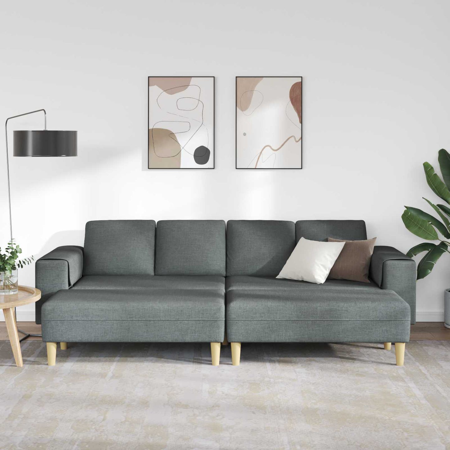 Wohnzimmer Couch 3 stk. Dunkelgrau Polyester