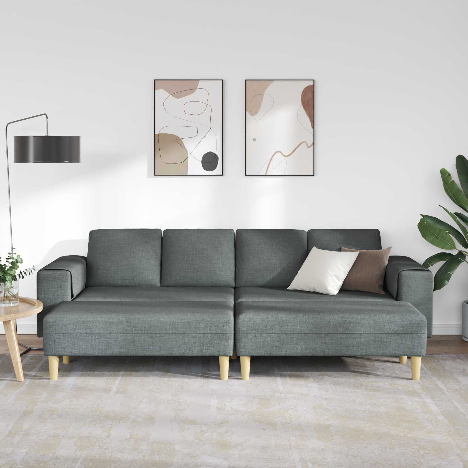 Wohnzimmer Couch 3 stk. Dunkelgrau Polyester