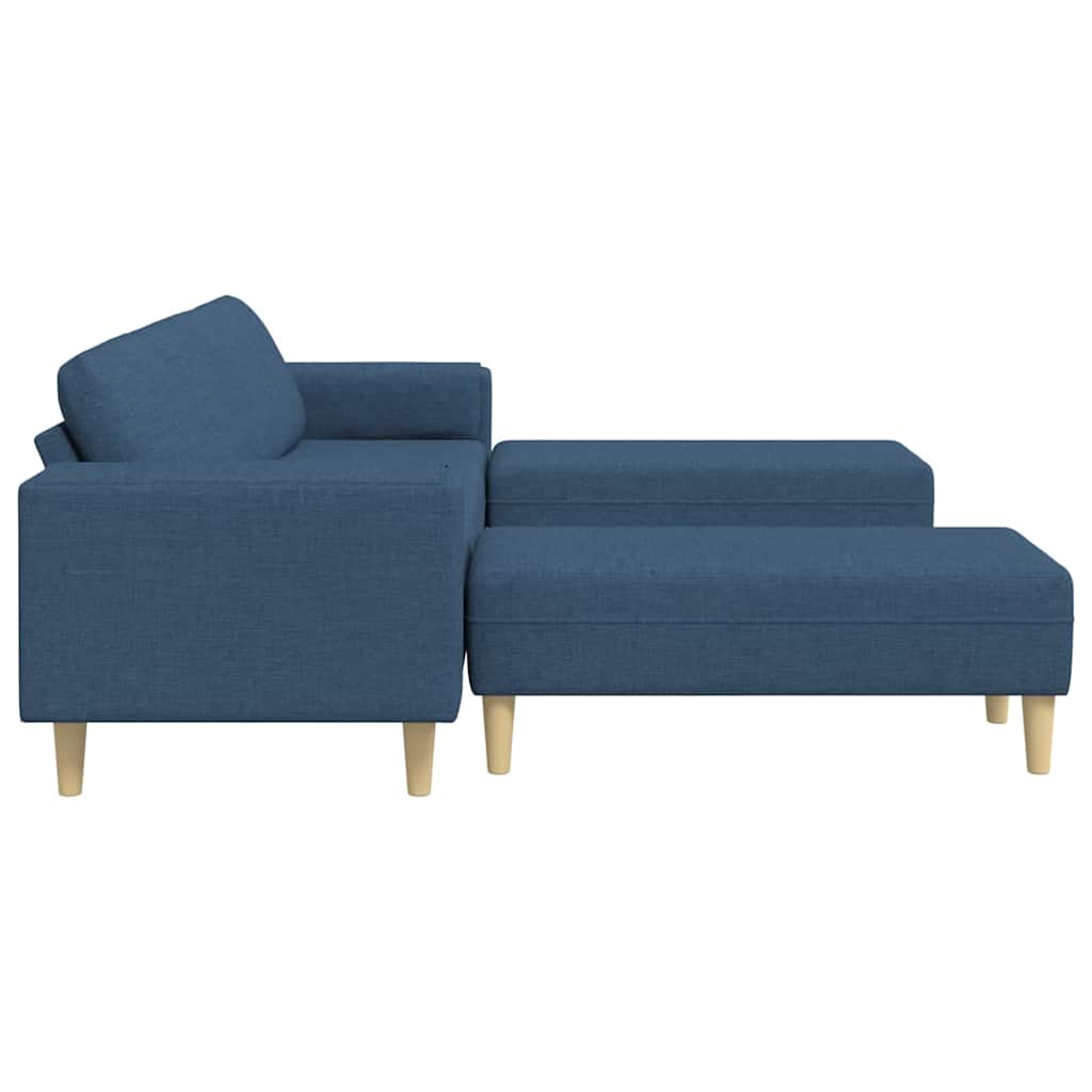 Sofa Set 3 pcs Blau Stoff