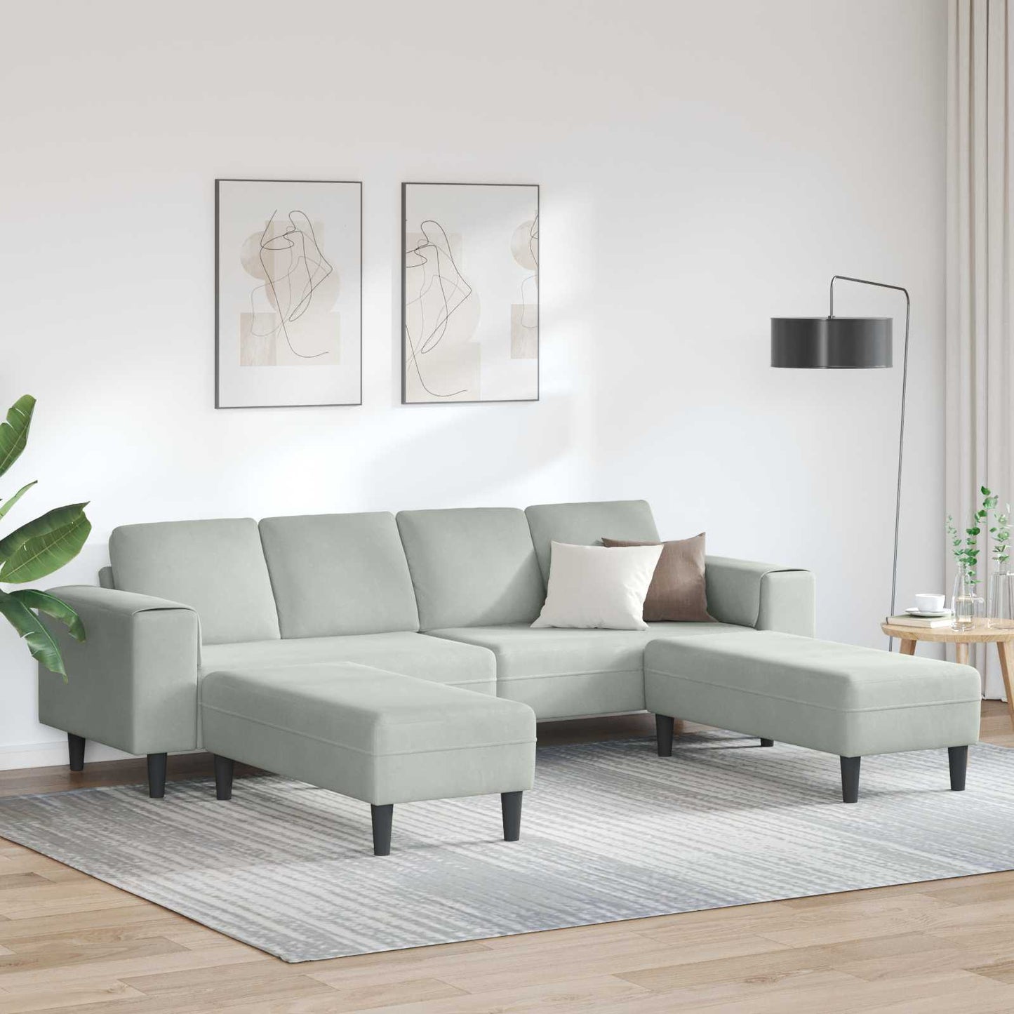 Wohnzimmer Couch 3 stk. Hellgrau