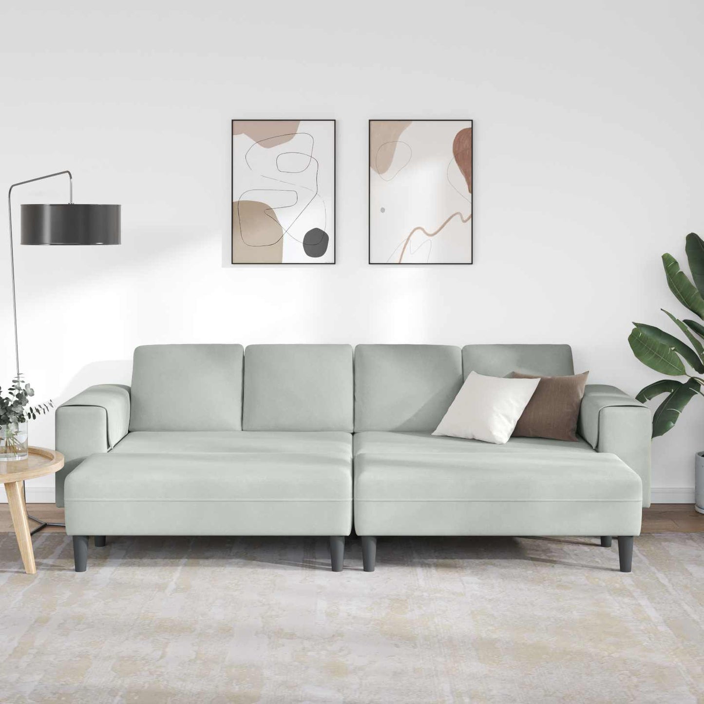 Wohnzimmer Couch 3 stk. Hellgrau