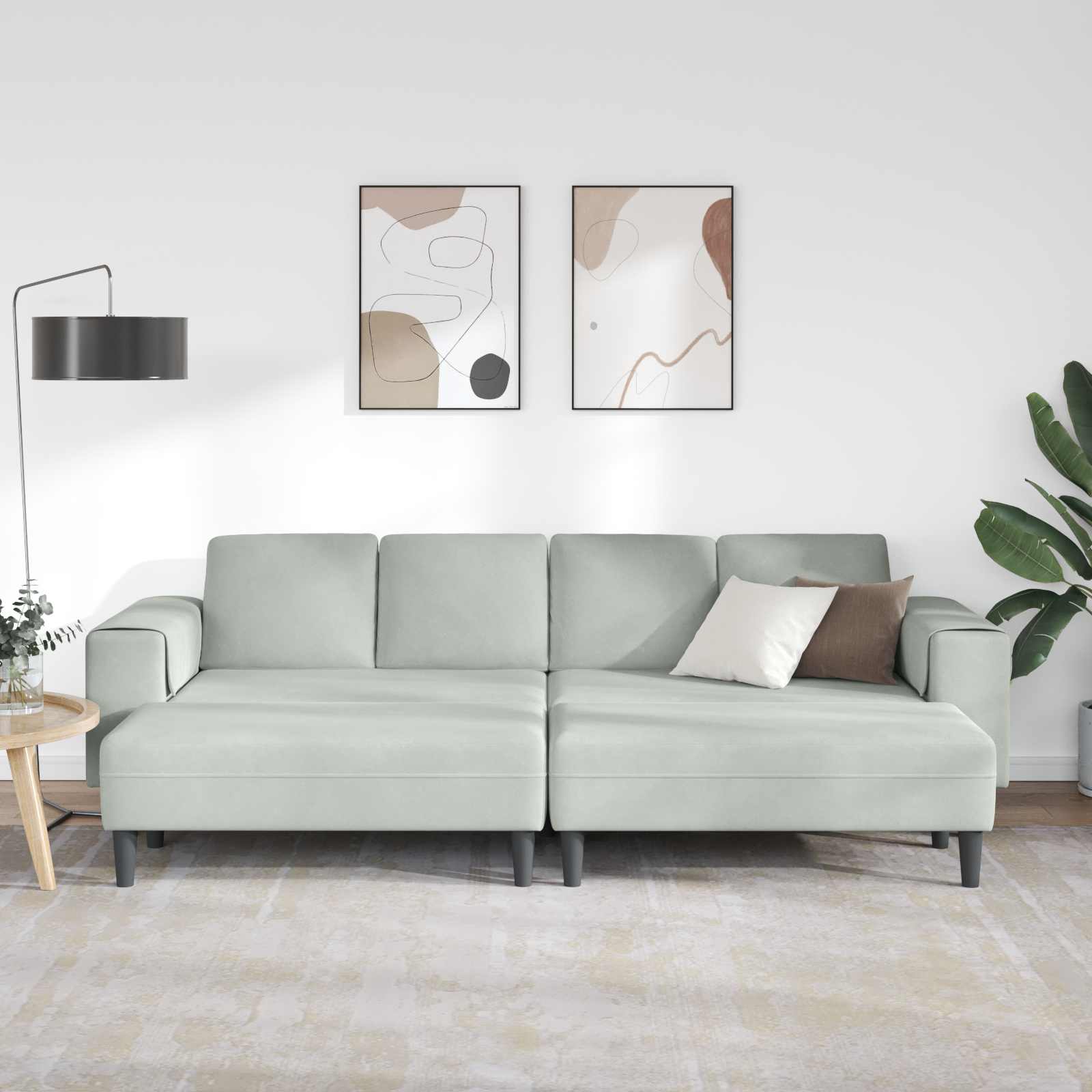Wohnzimmer Couch 3 stk. Hellgrau
