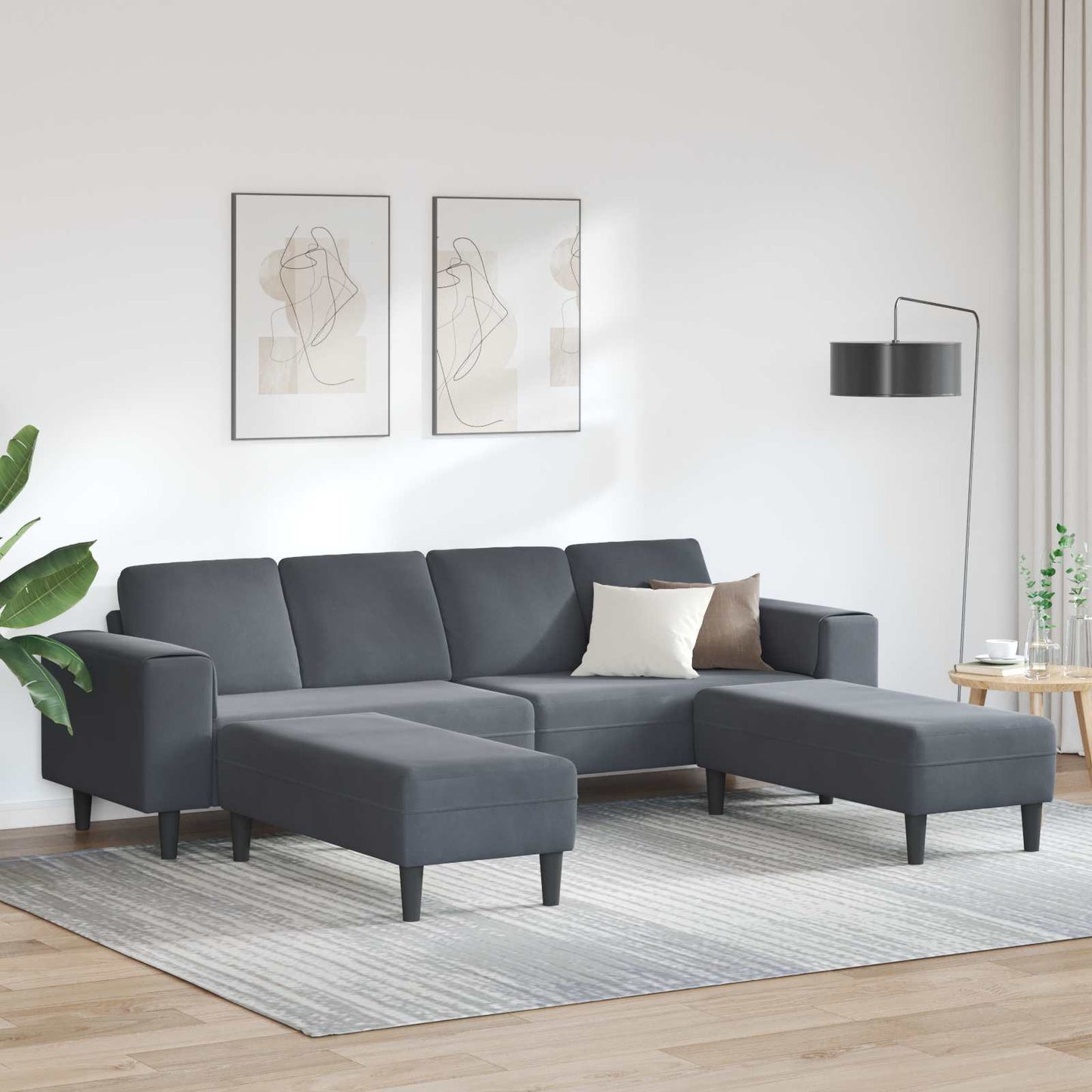 Wohnzimmer Couch 3 stk. Dunkelgrau