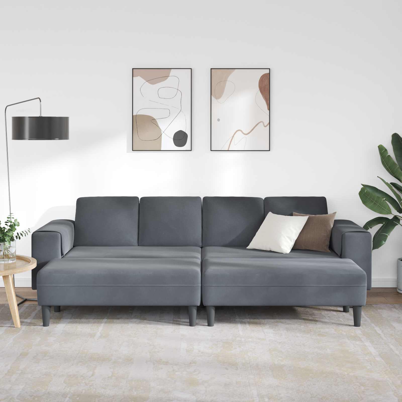 Wohnzimmer Couch 3 stk. Dunkelgrau