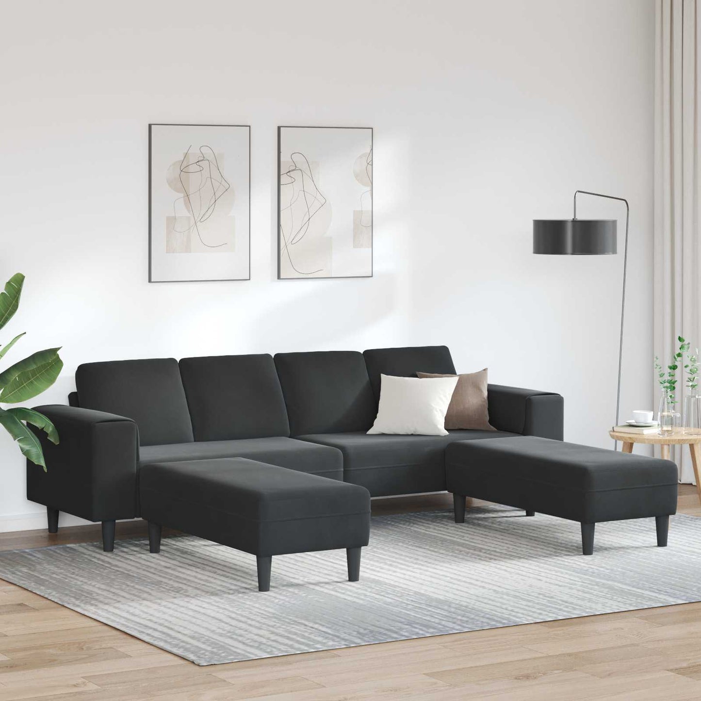 Wohnzimmer Couch 3 pcs Schwarz 250 x 188 x 76 cm
