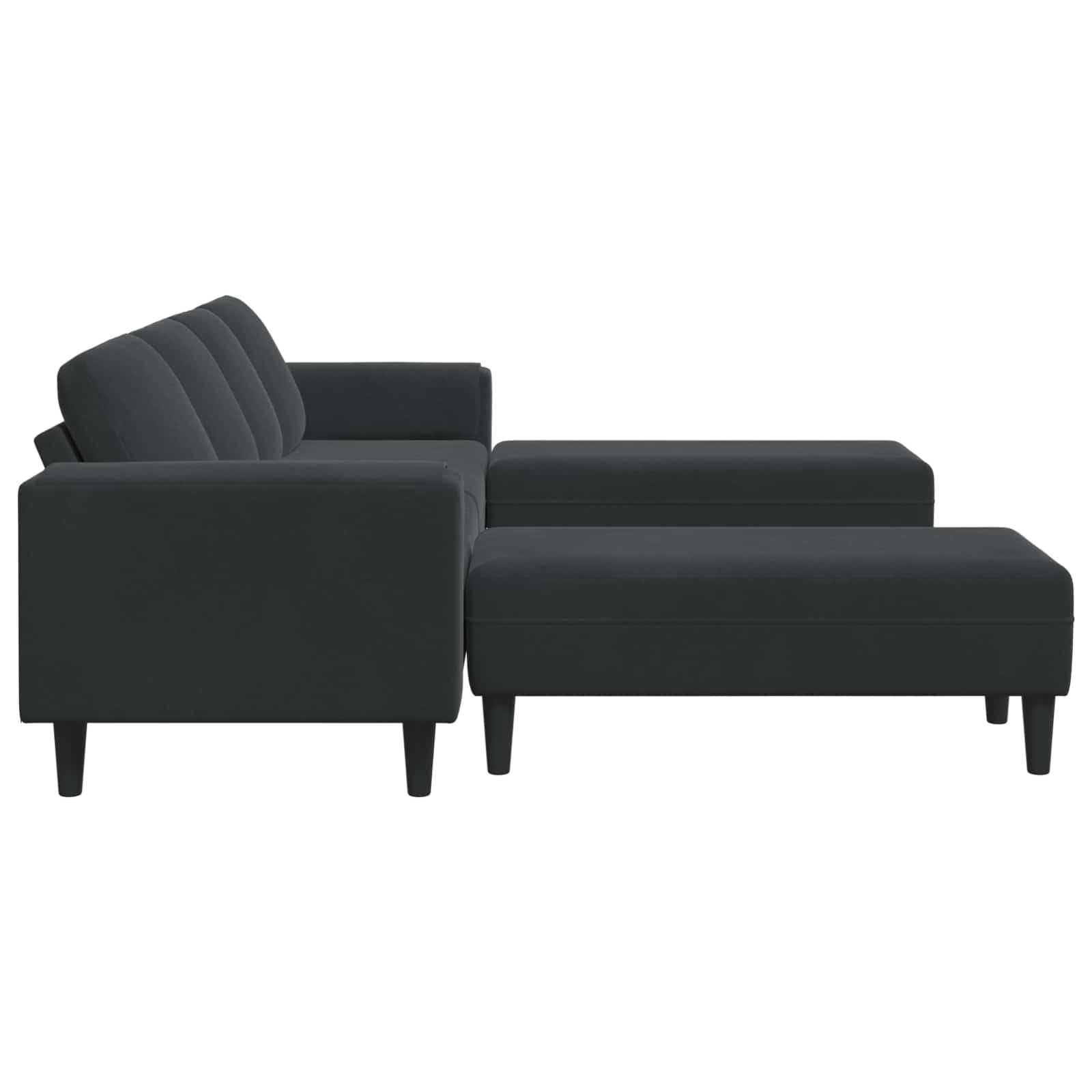 Wohnzimmer Couch 3 pcs Schwarz 250 x 188 x 76 cm