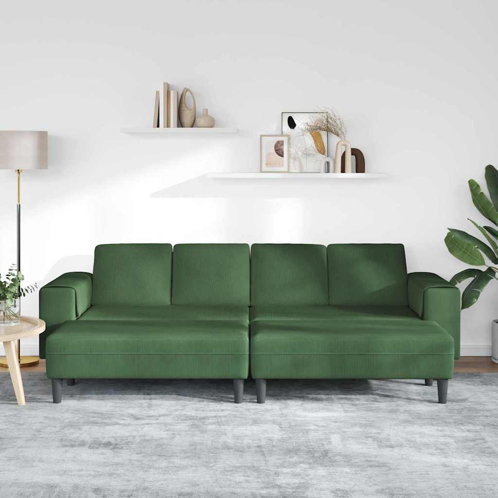 Stoffsofa mit Kissen Dunkelgrün Cordstoff