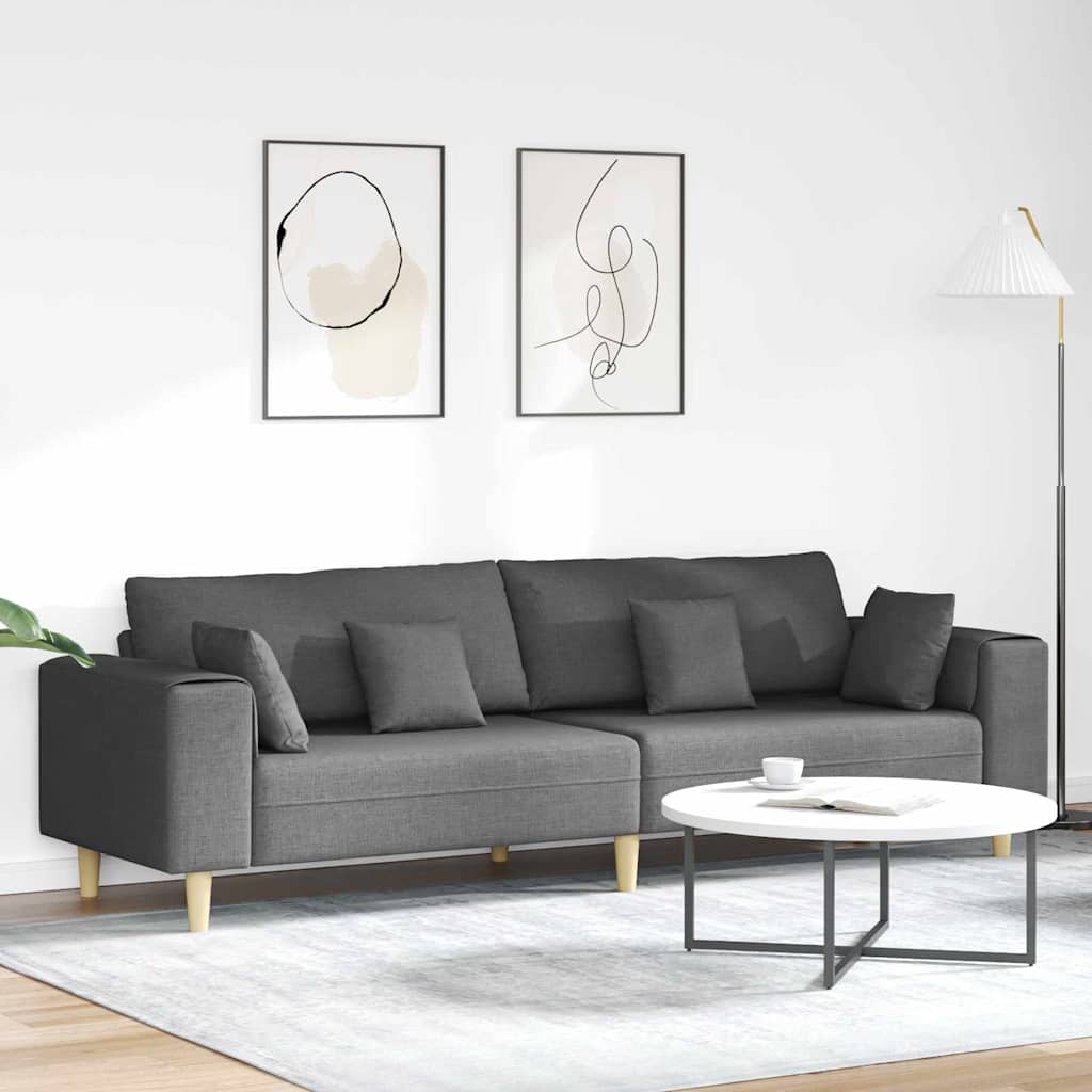 Sofa mit Kissen Dunkelgrau 250 x 77 x 76 cm Stoff