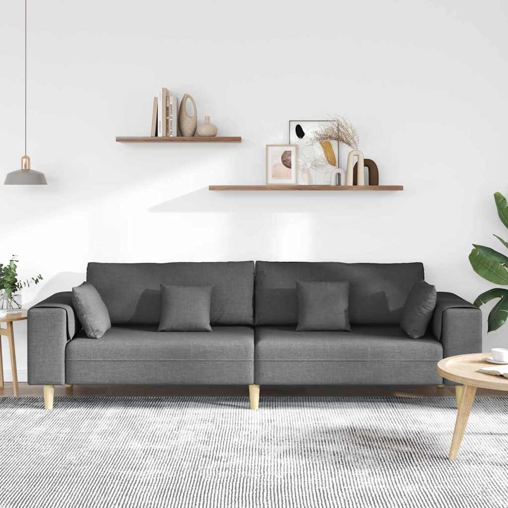 Sofa mit Kissen Dunkelgrau 250 x 77 x 76 cm Stoff