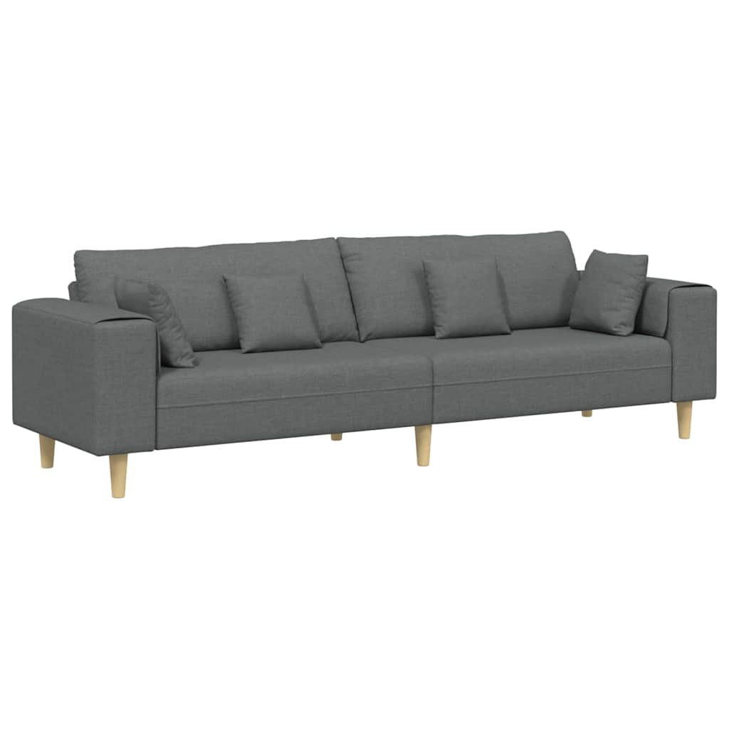 Sofa mit Kissen Dunkelgrau 250 x 77 x 76 cm Stoff