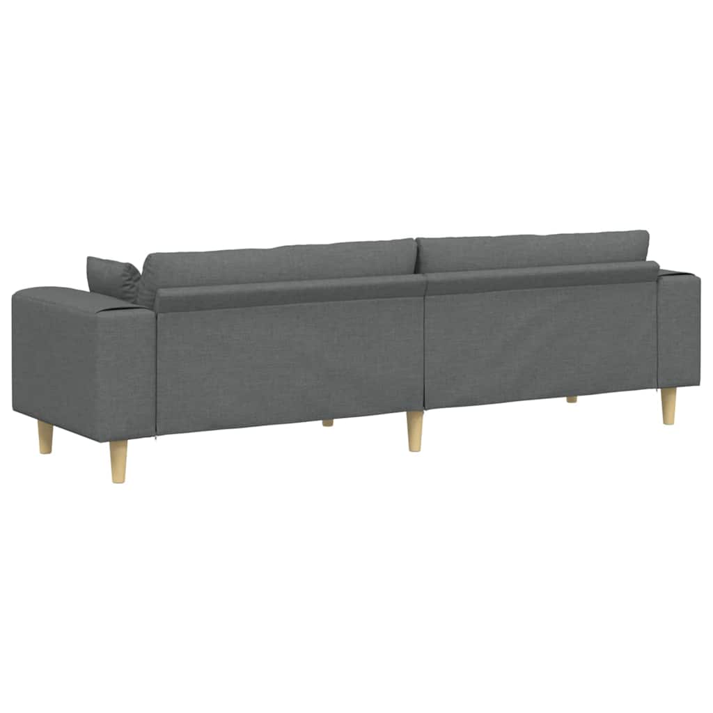 Sofa mit Kissen Dunkelgrau 250 x 77 x 76 cm Stoff