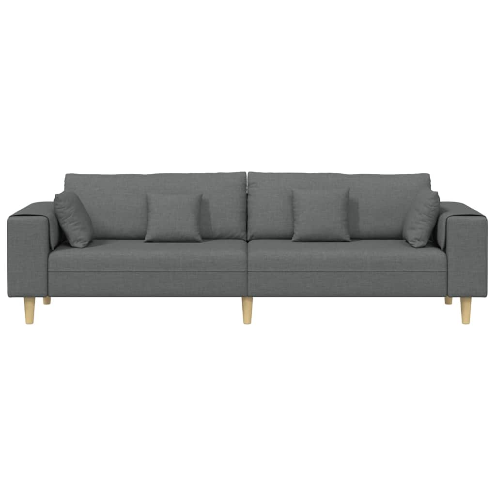 Sofa mit Kissen Dunkelgrau 250 x 77 x 76 cm Stoff