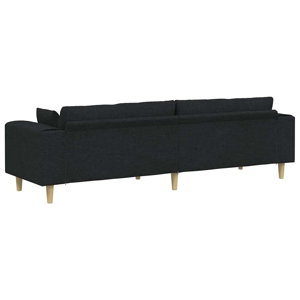 Sofa mit Kissen Schwarz 250 x 77 x 76 cm Stoff