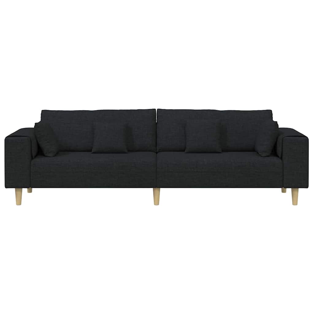 Sofa mit Kissen Schwarz 250 x 77 x 76 cm Stoff