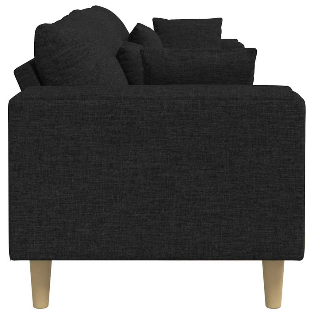 Sofa mit Kissen Schwarz 250 x 77 x 76 cm Stoff