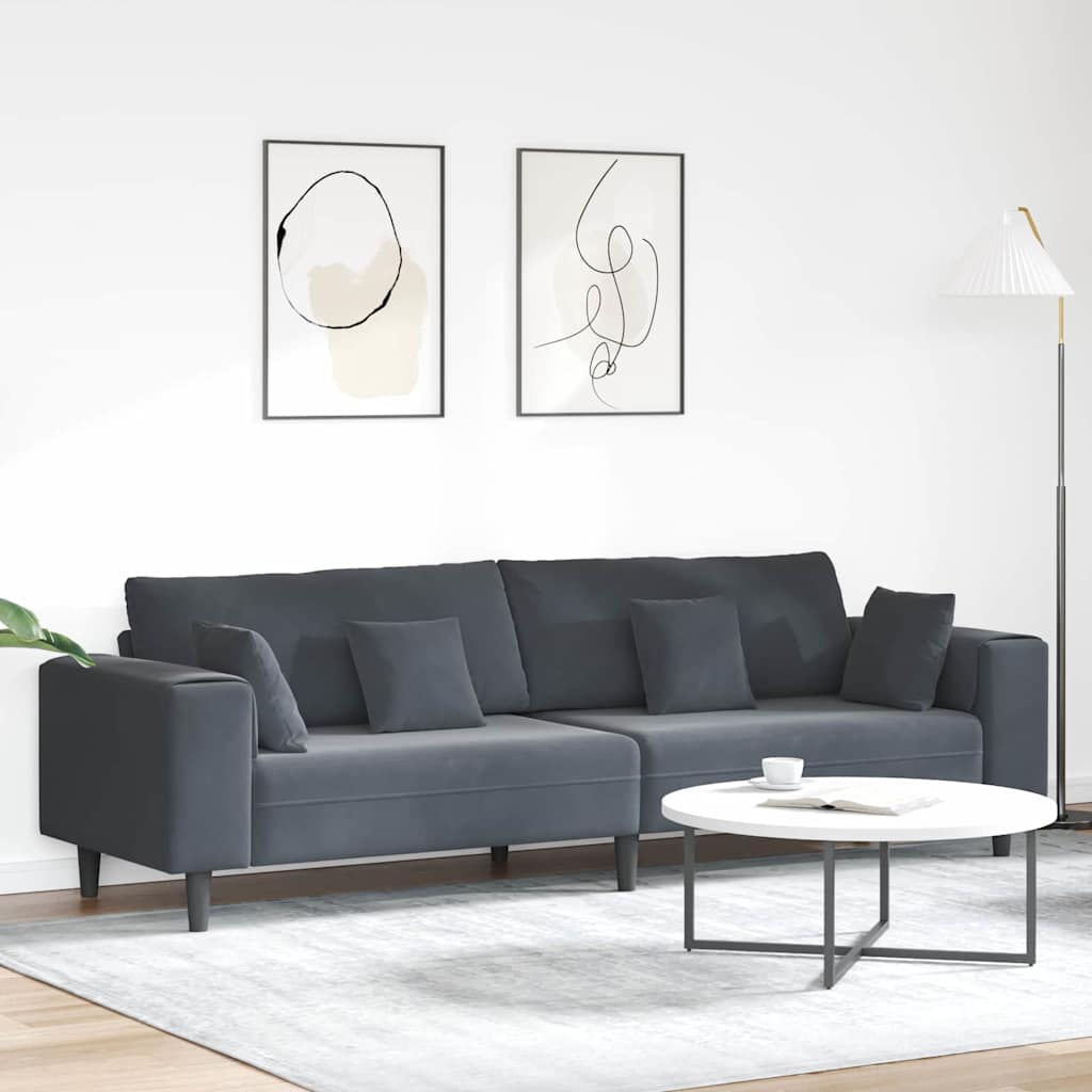 Sofa Dunkelgrau 250 x 77 x 76 cm Samt