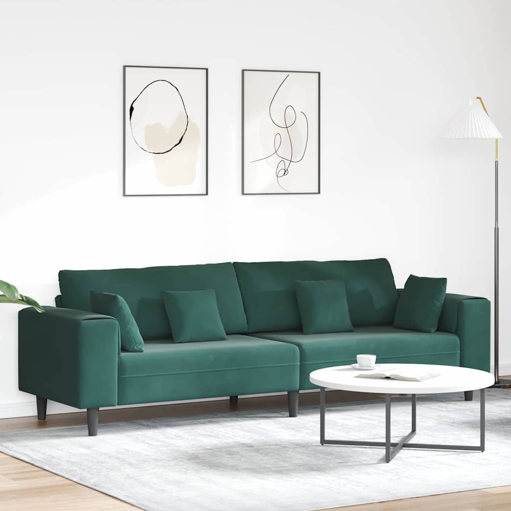 Sofa Dunkelgrün 250 x 77 x 76 cm Samt