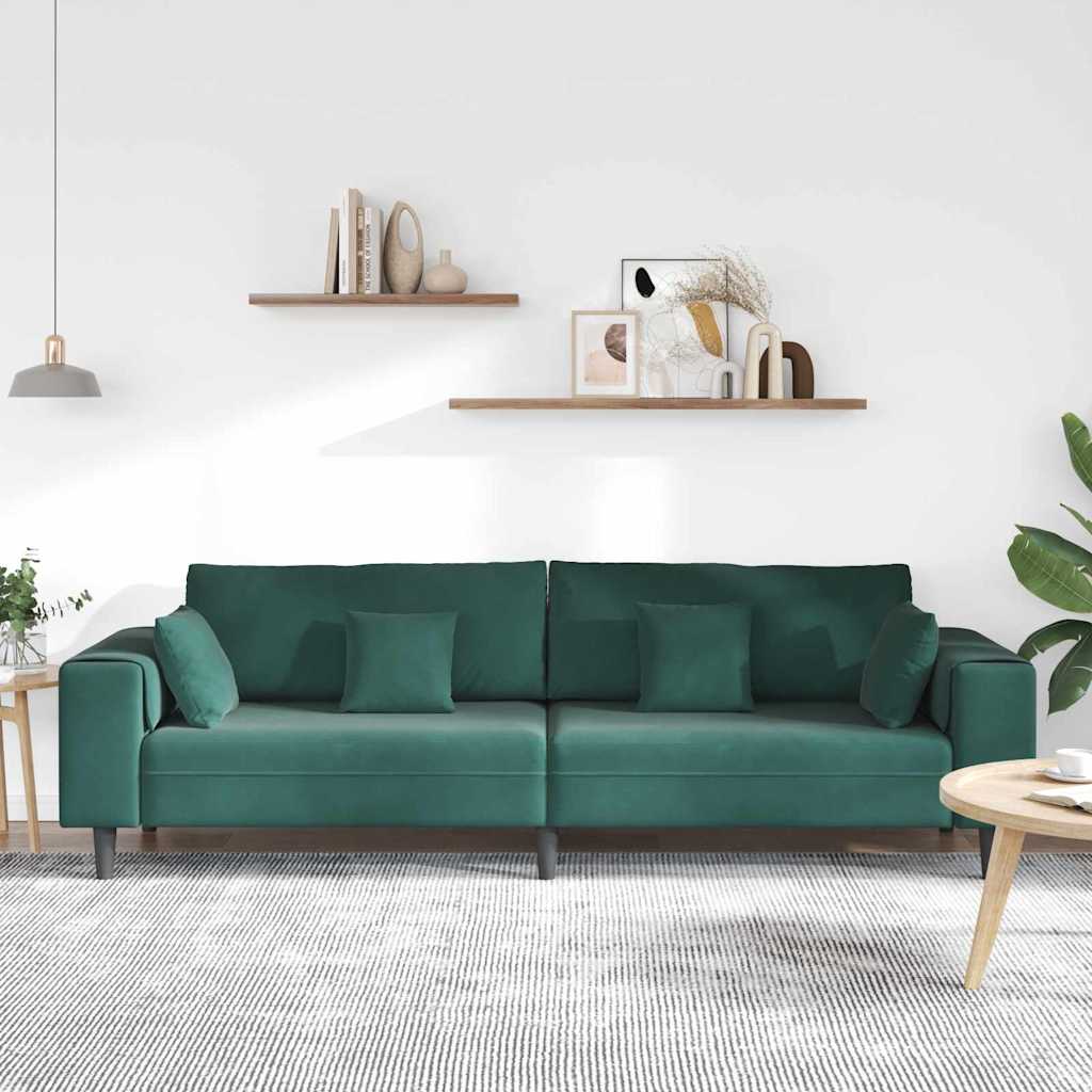 Sofa Dunkelgrün 250 x 77 x 76 cm Samt