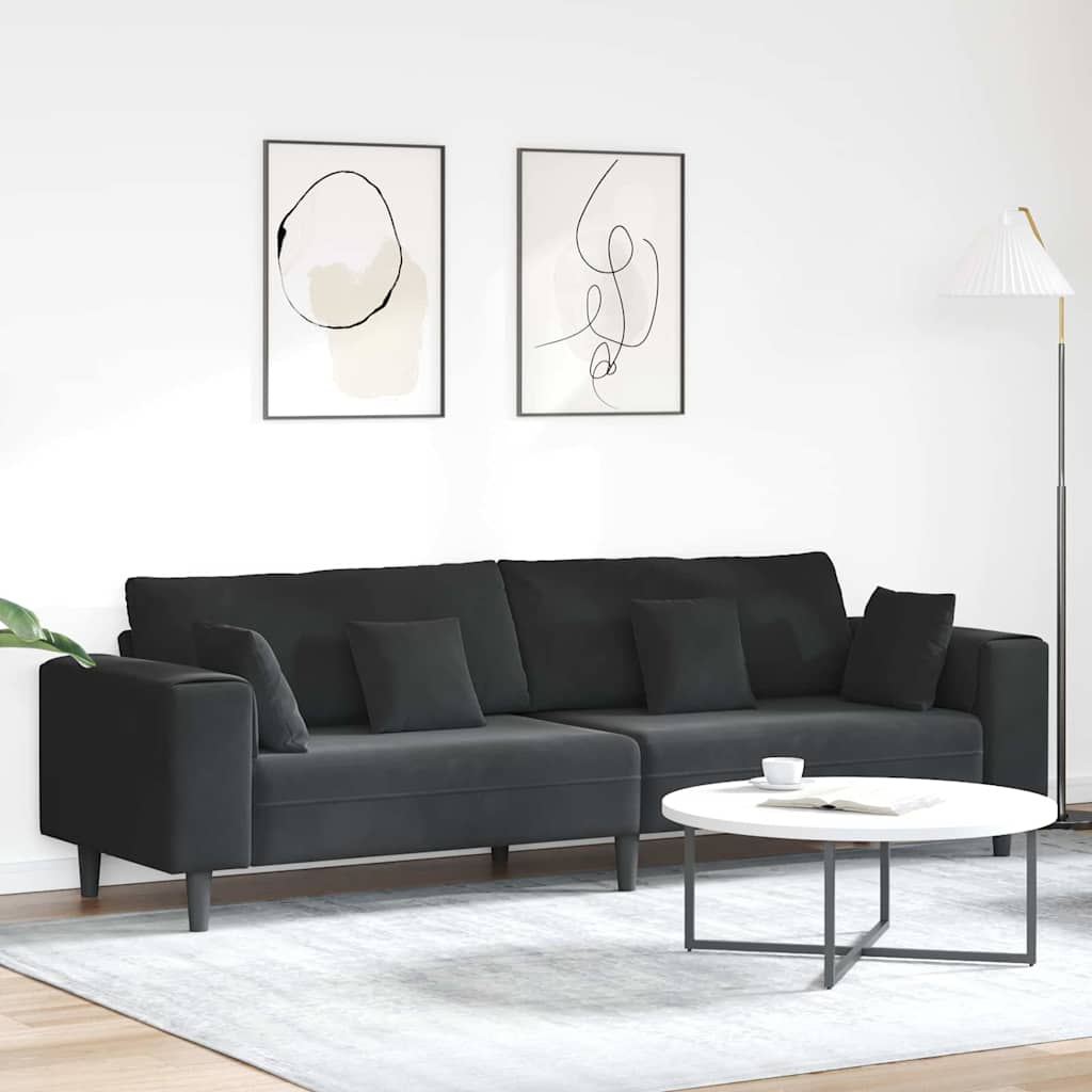 Sofa Schwarz 250 x 77 x 76 cm Samt