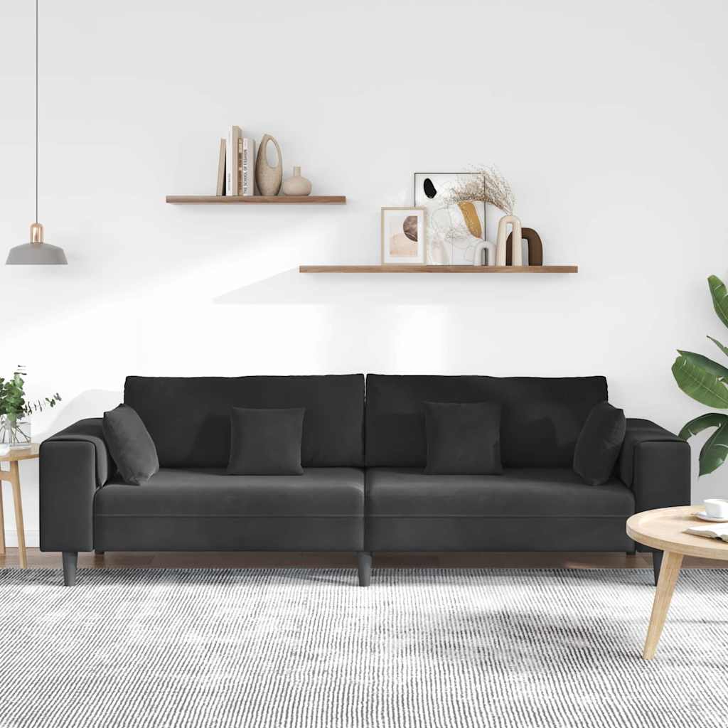Sofa Schwarz 250 x 77 x 76 cm Samt