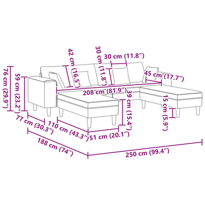 Sofa 3 stk. Dunkelgrau Stoff