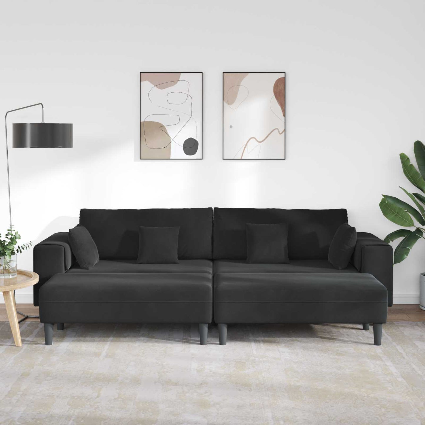 Sofa 3 stk. Schwarz Samt