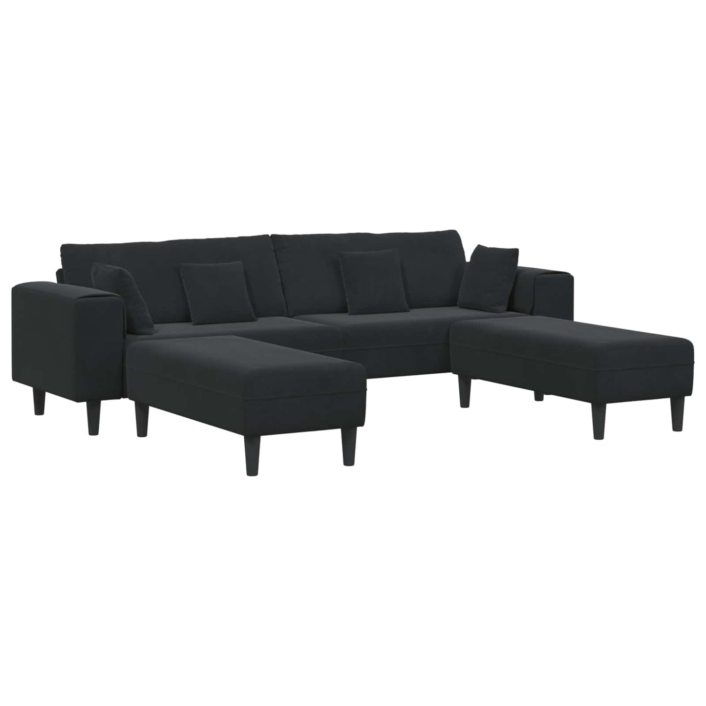 Sofa 3 stk. Schwarz Samt