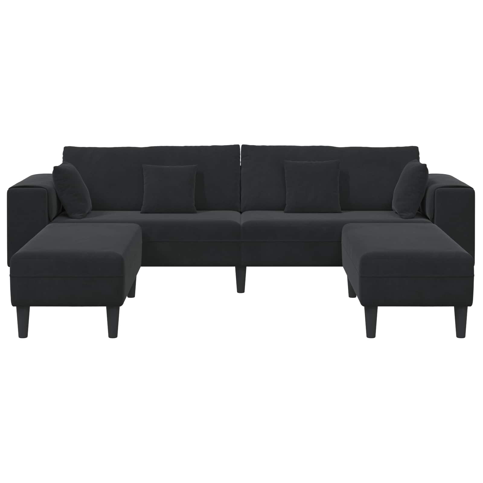 Sofa 3 stk. Schwarz Samt