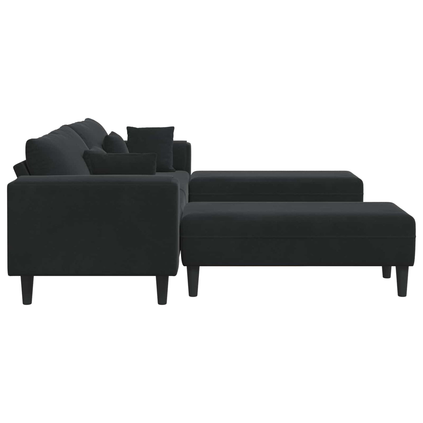 Sofa 3 stk. Schwarz Samt