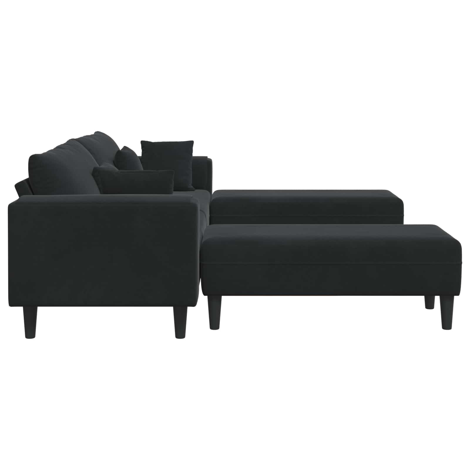 Sofa 3 stk. Schwarz Samt