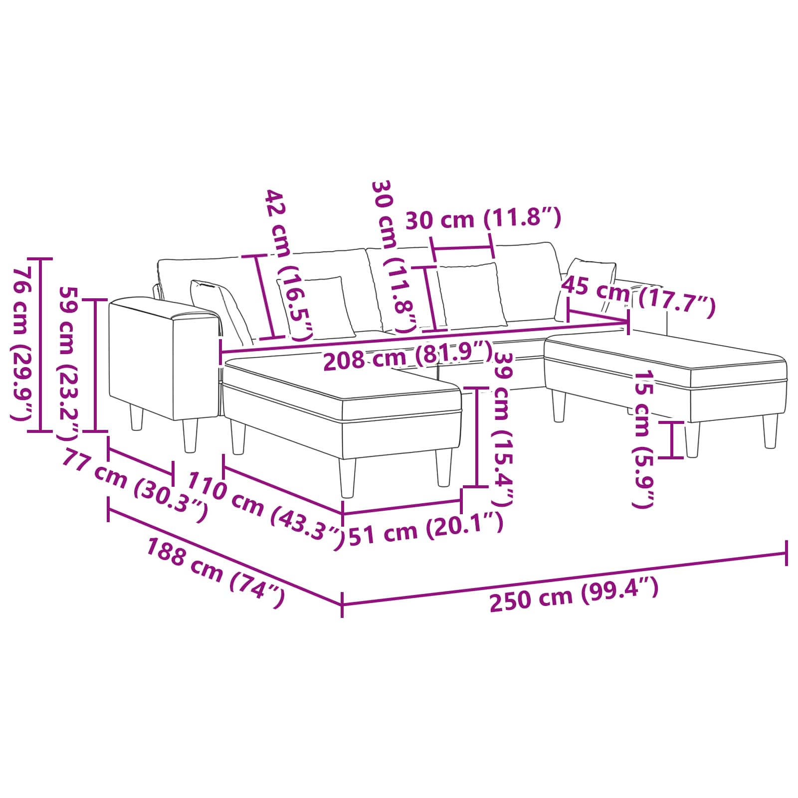 Sofa 3 stk. Schwarz Samt