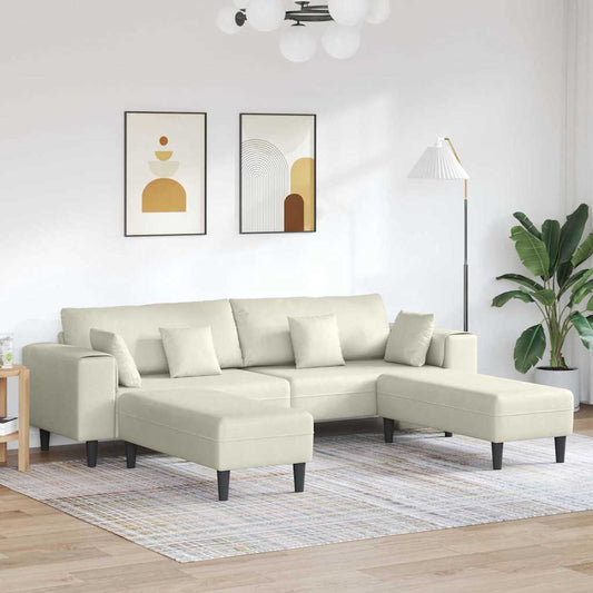 Samt Sofa mit Kissen 3 pcs Creme 208 cm Samt