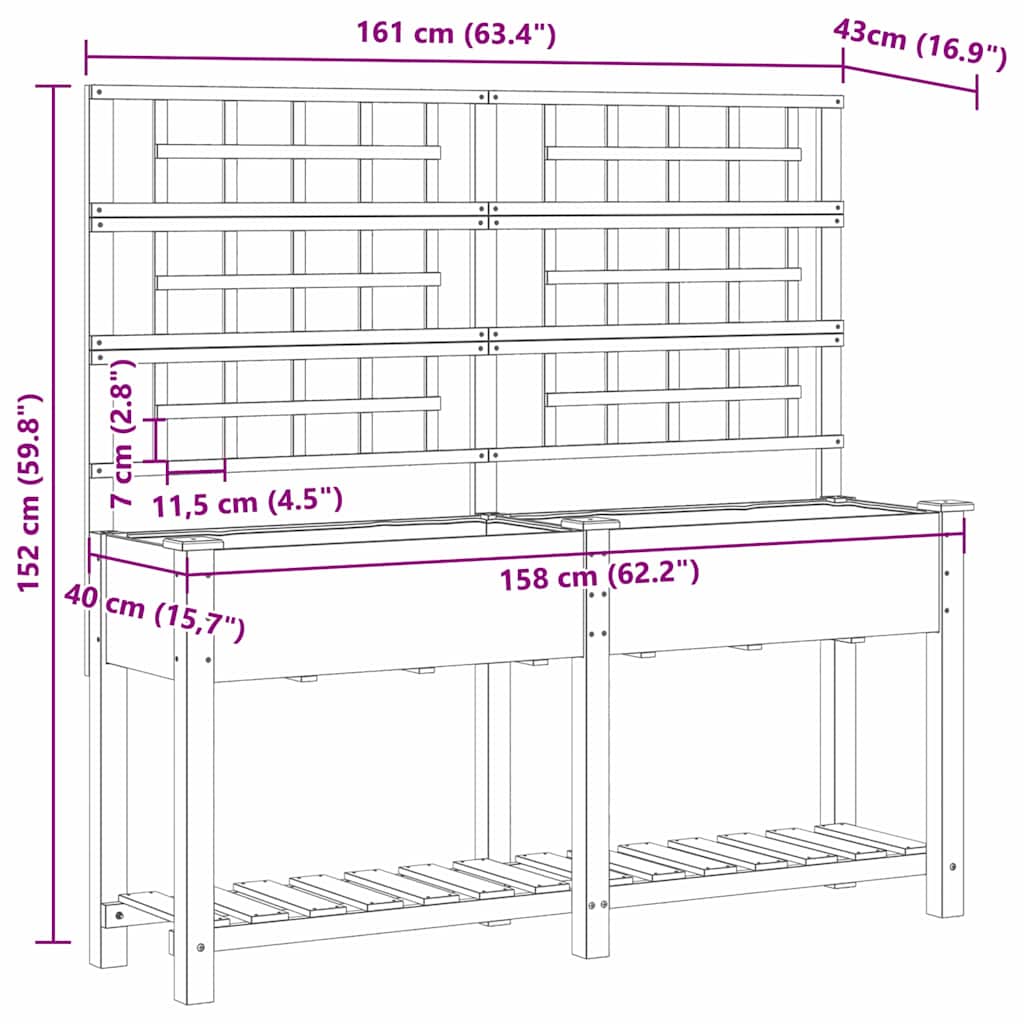 Garten-Pflanzgefäß Beige 161 x 46 x 152,5 cm