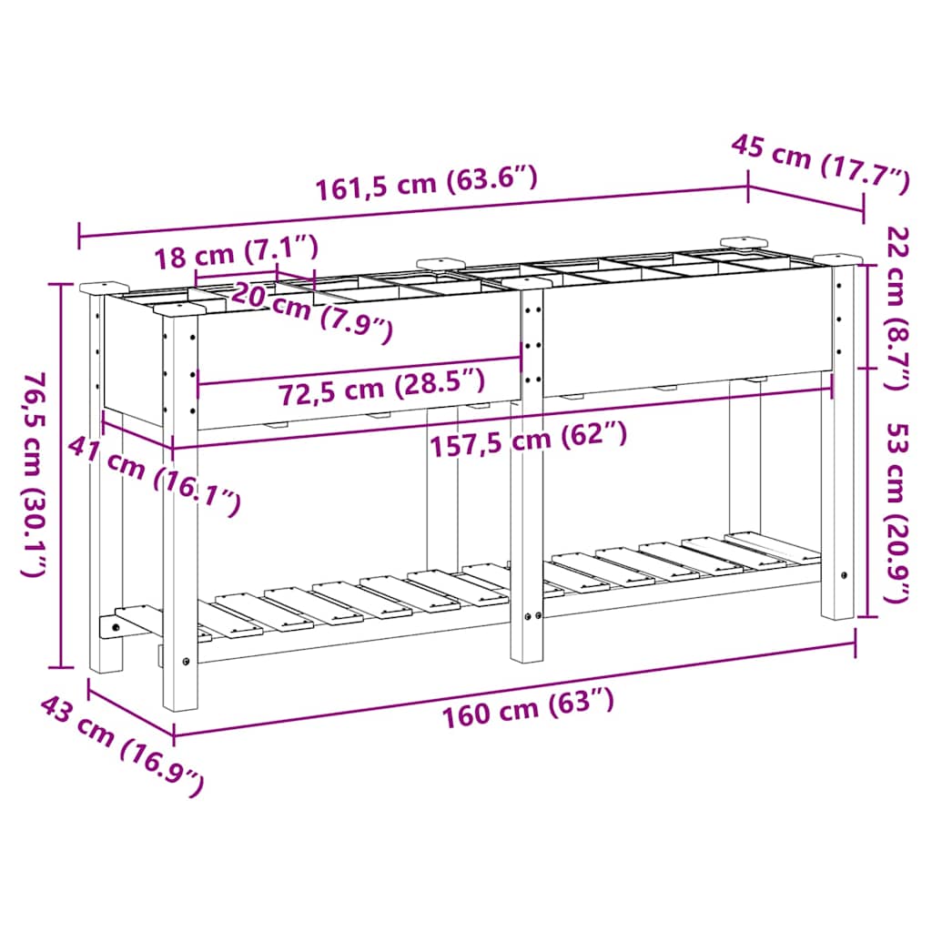 Garten-Pflanzgefäß Beige 161,5 x 45 x 76,5 cm