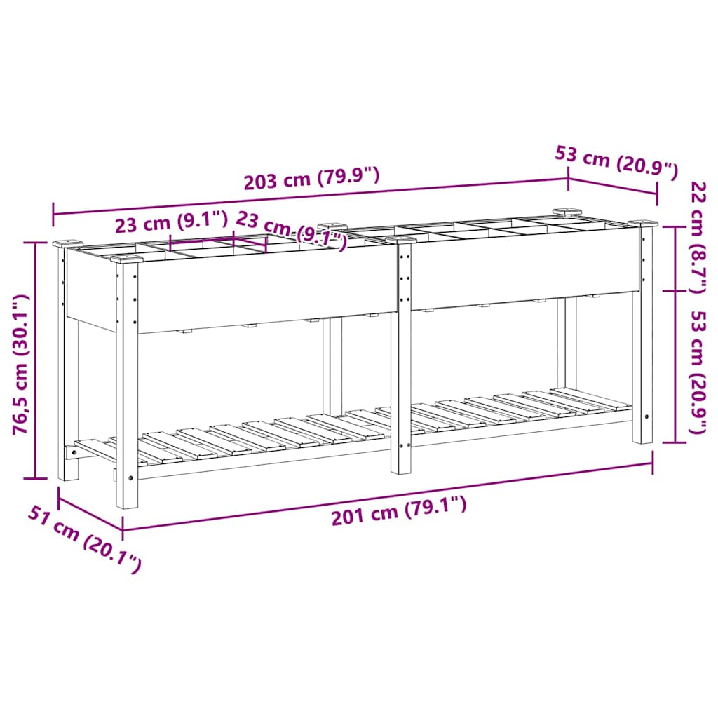 Garten-Pflanzgefäß Beige 203,5 x 53 x 76,5 cm