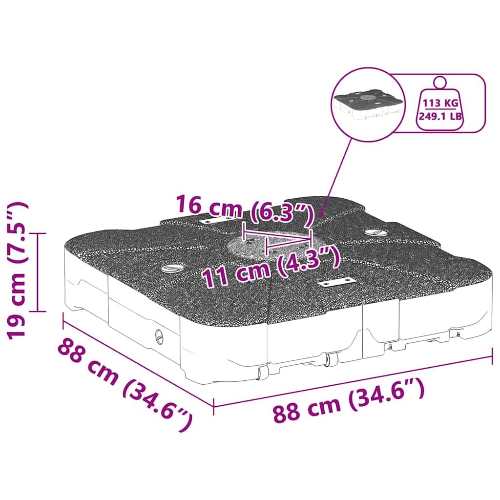Basis für Freischwinger-Sonnenschirm 150 Schwarz Quadratisch