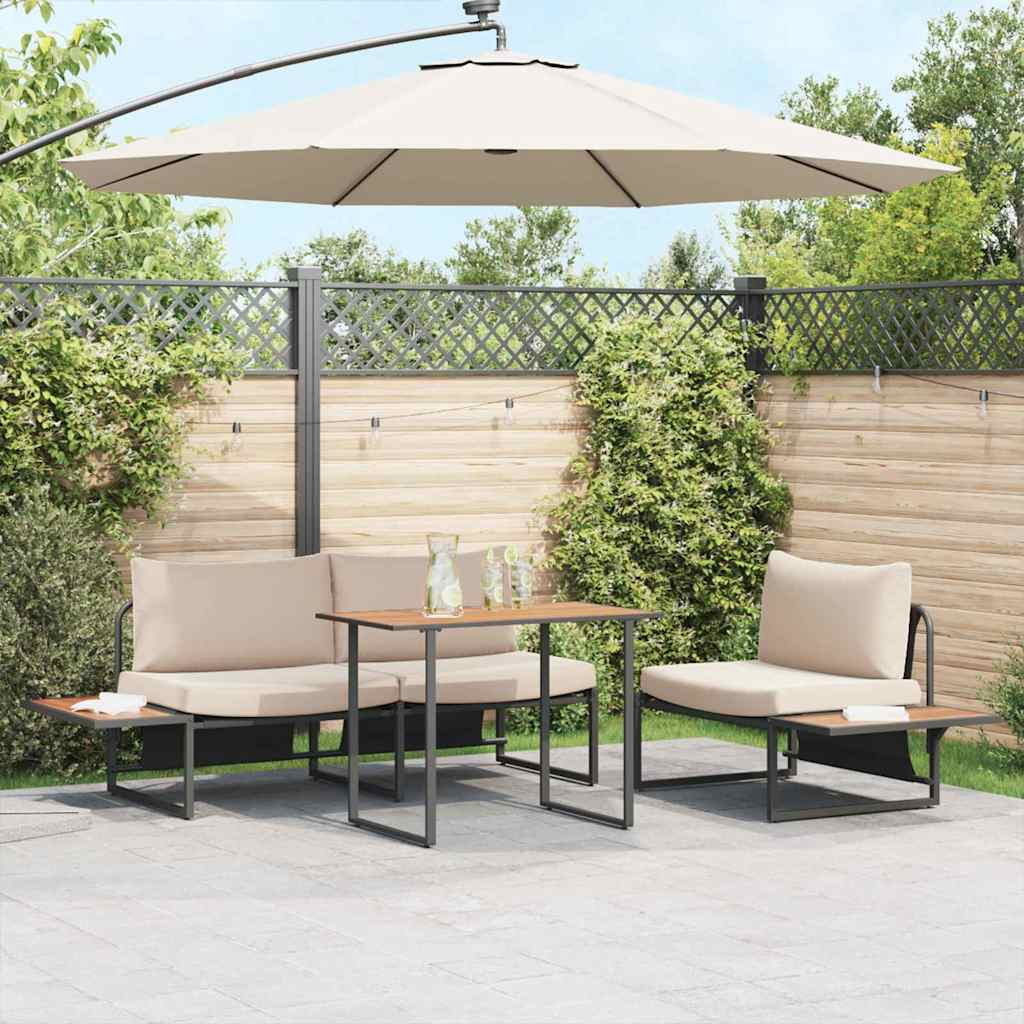 Garten Essgruppe 3 stk. Taupe Stahl