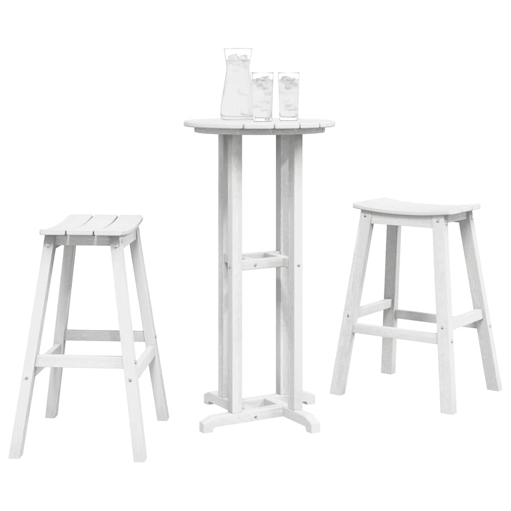 Garten Bar Set 3 stk. Weiß HDPE