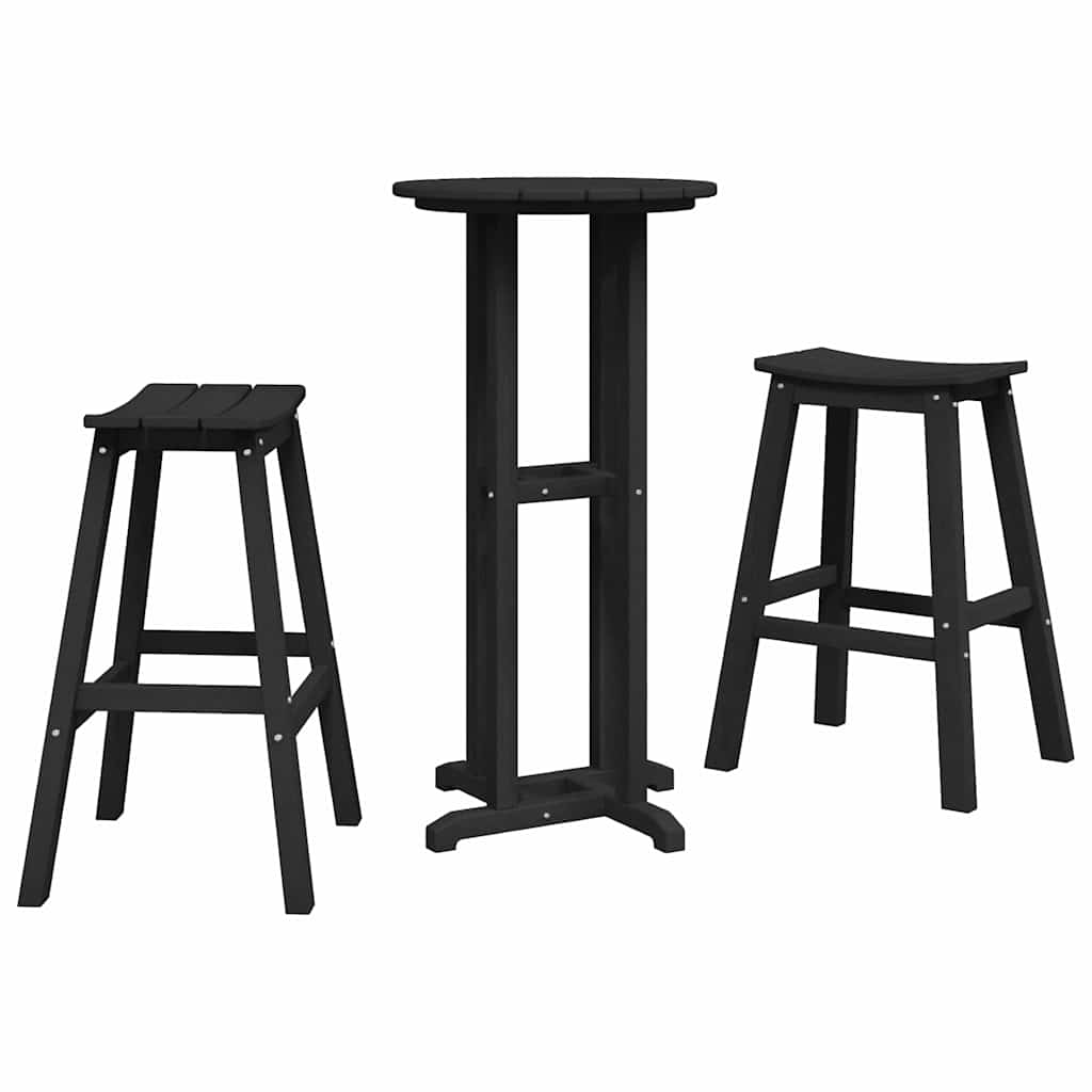 Garten Bar Set 3 stk. Schwarz HDPE