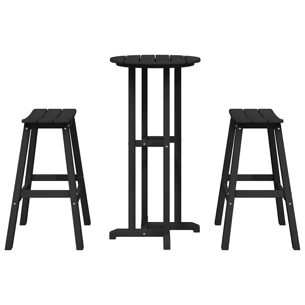 Garten Bar Set 3 stk. Schwarz HDPE