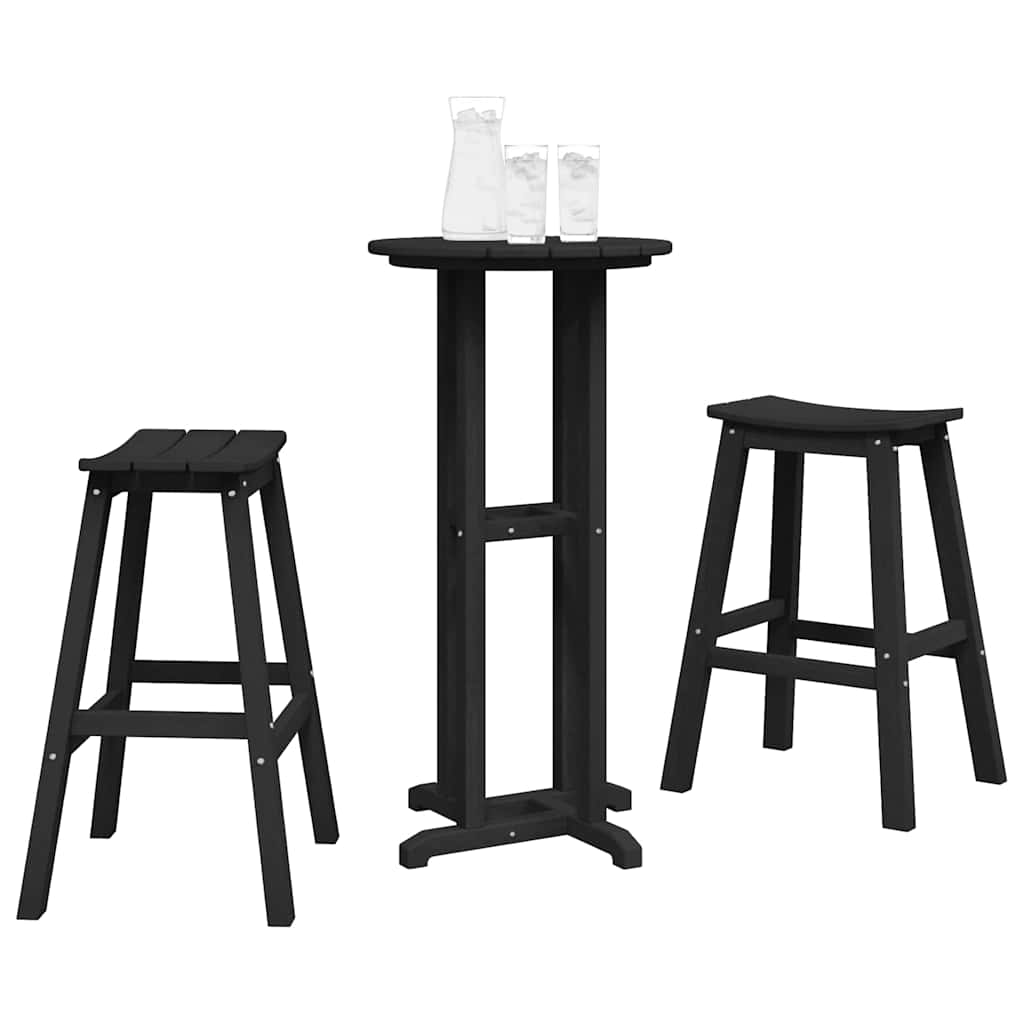 Garten Bar Set 3 stk. Schwarz HDPE