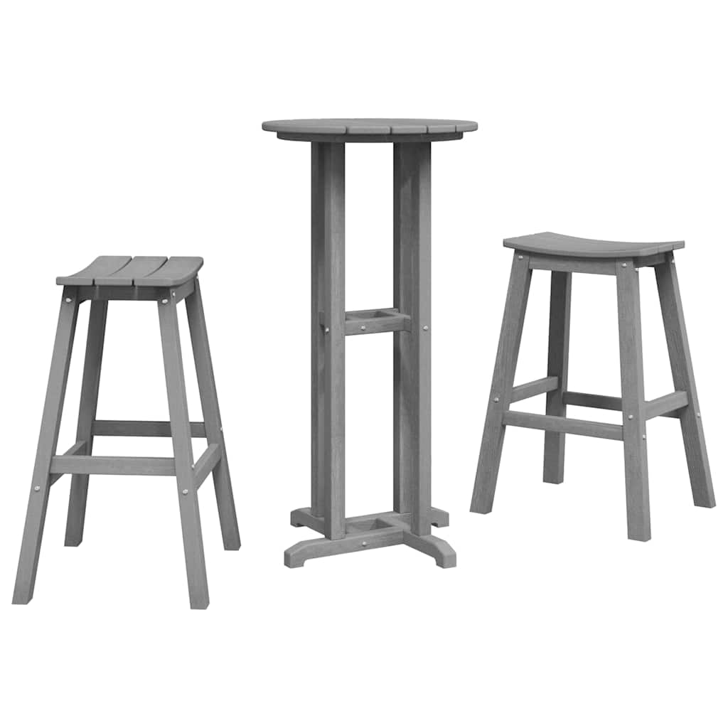 Garten Bar Set 3 Stk. Hellgrau HDPE