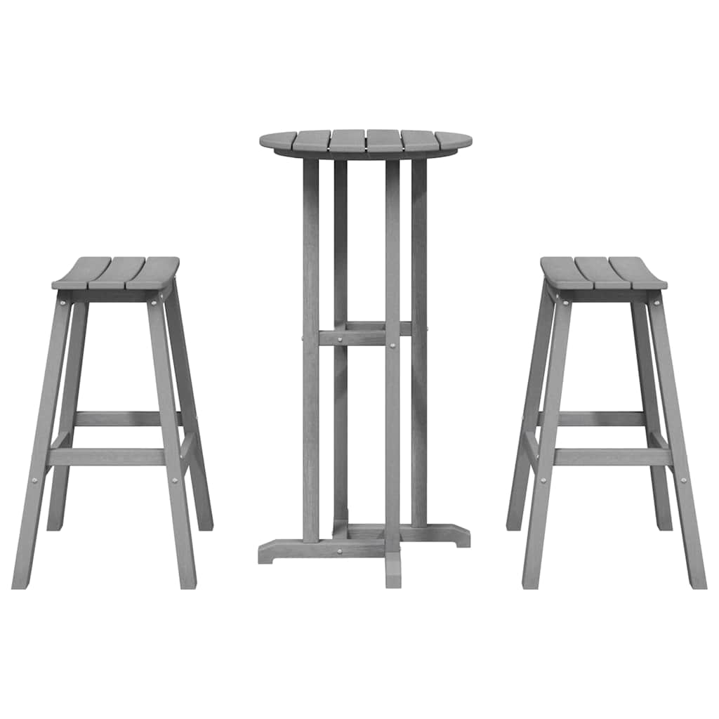 Garten Bar Set 3 Stk. Hellgrau HDPE