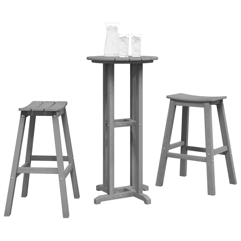 Garten Bar Set 3 Stk. Hellgrau HDPE