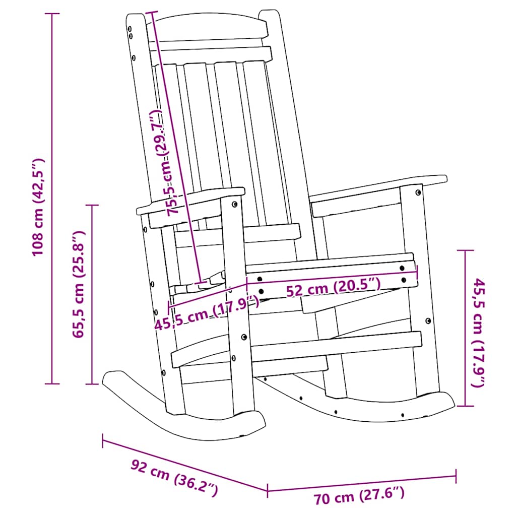 Schaukelstuhl 2 stk. Schwarz Polyethylen