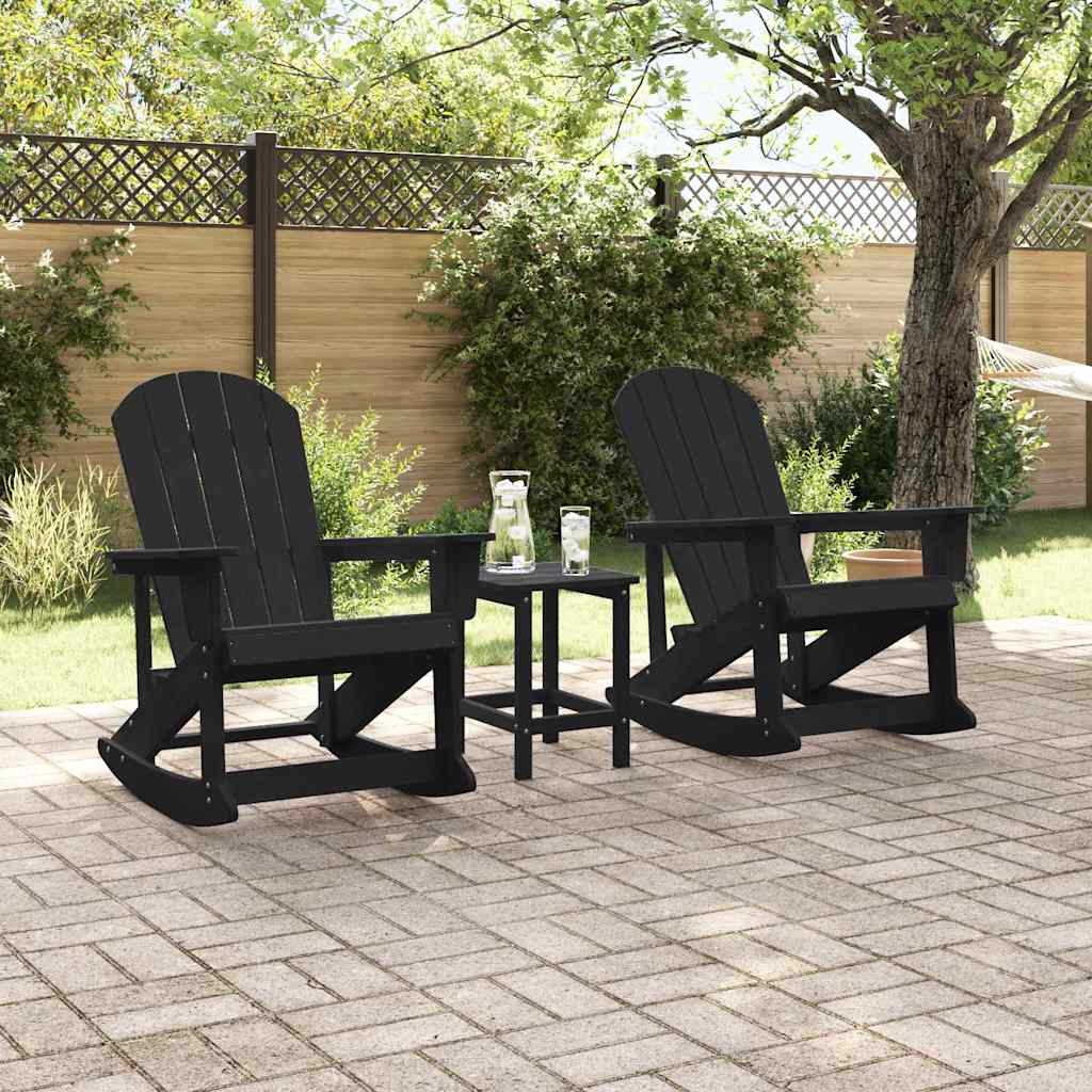 Adirondack Schaukelstühle 2 Stk. Schwarz HDPE