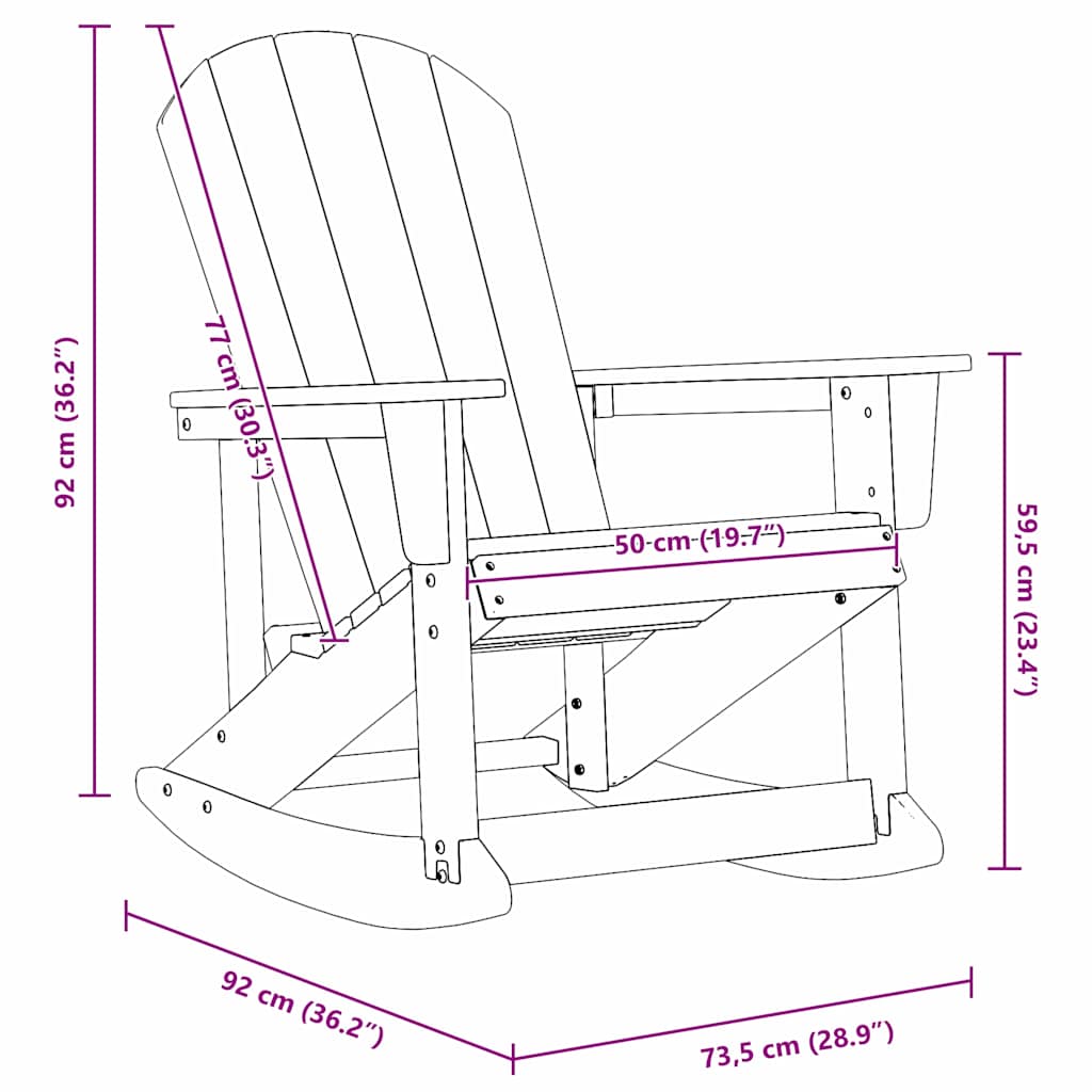 Adirondack Schaukelstühle 2 Stk. Schwarz HDPE