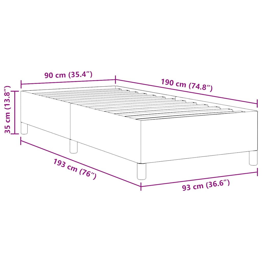 Boxspringbett Dunkelgrau 90 x 190 cm Cordstoff