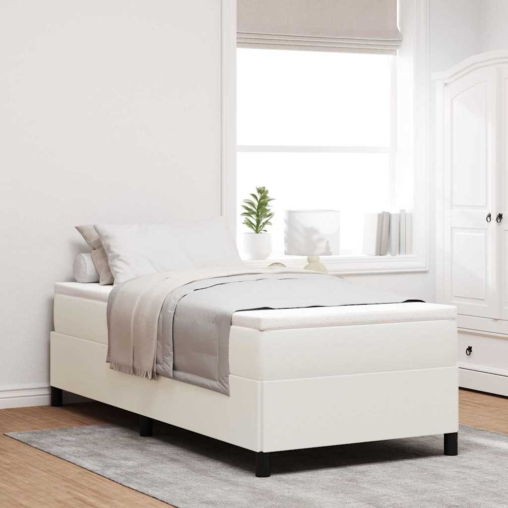 Boxspringbett Creme 90 x 200 cm Cordstoff